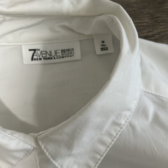 New York & Company white, puffy shoulder white button-down, size Medium tall - Picture 3 of 5